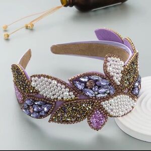 Elegant Purple Beaded Headband